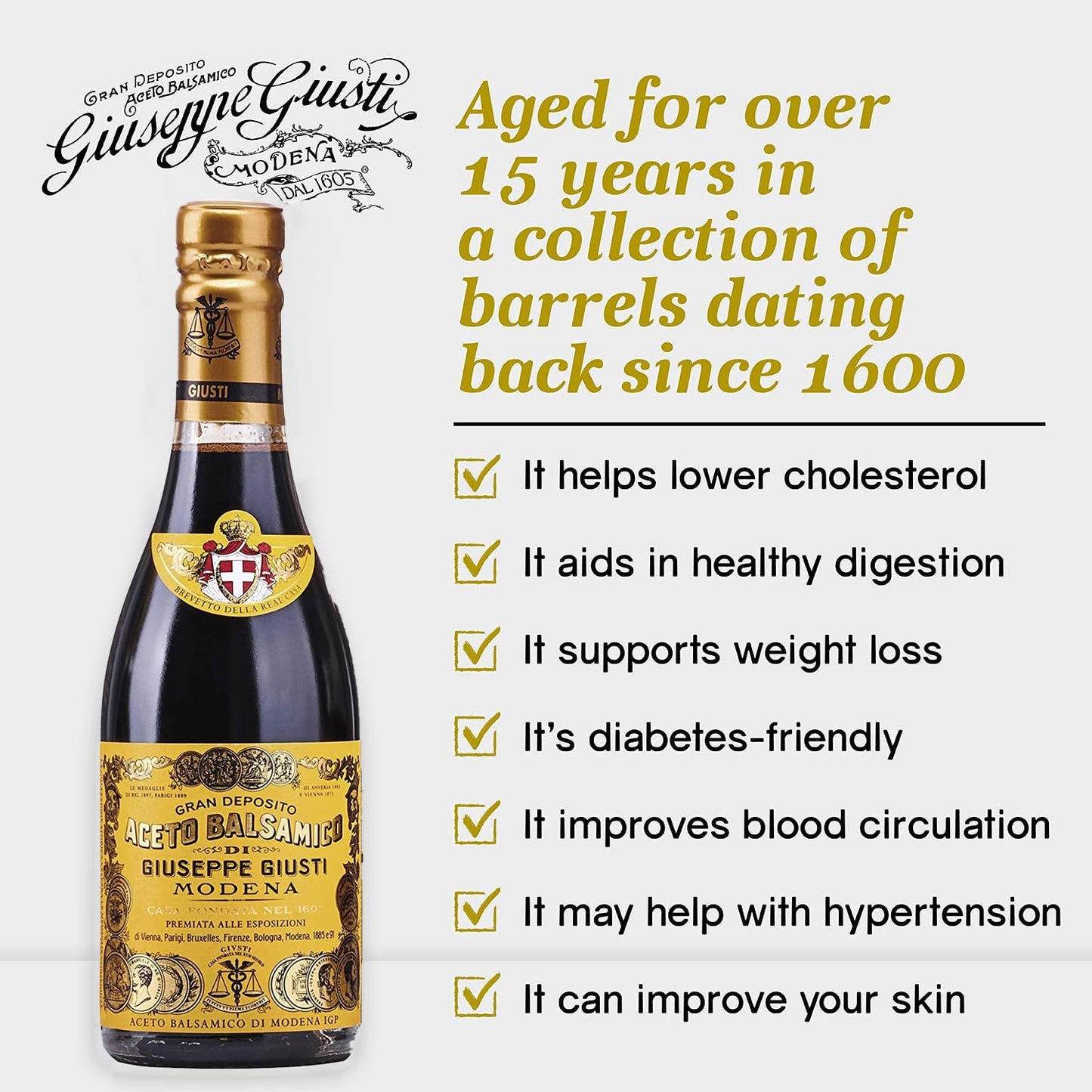 Giuseppe Giusti 4 Gold Medals "Quarto Centenario" Champagnotta In a Gift Box Traditional Balsamic Vinegar of Modena Aged Over 15 Years Old - 250ml - 1 Case