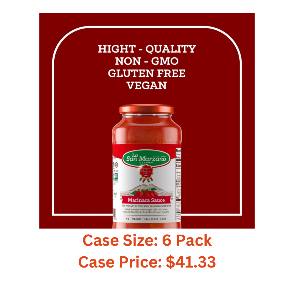 La San Marzano - Marinara Sauce - Pasta Sauce with 100% Italian Tomatoes Made in Italy - Peeled Tomatoes with Fresh and Natural Ingredients Non GMO Tomatoes, Vegan, Gluten Free, Kosher, Mediterranean Diet 24 Ounce Jar - 1 Case