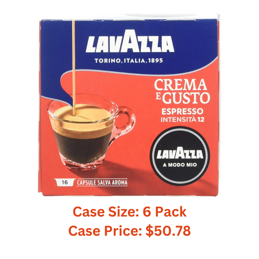 Lavazza A Modo Mio Crema E Gusto Espresso Capsules Coffee Machine 16 Pods - 1 Case