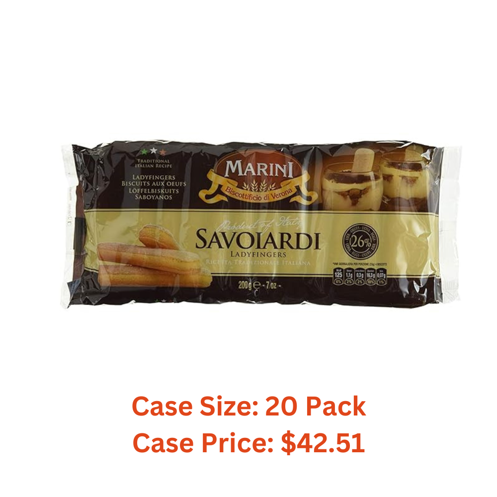 Marini Savoiardi Italian Ladyfingers Cookies 200 Grams - Biscottificio di Verona Italiani - Product of Italy - Perfect for Tiramisu - Case 1