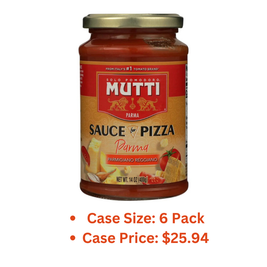 Mutti Parma Sauce for Pizza with Parmigiano Reggiano Cheese, 14 oz. | Italy’s #1 Brand of Tomatoes | Pack of 6 | Tomato Sauce for Pizza | Vegan Friendly & Gluten Free | No Additives or Preservatives - 1 Case