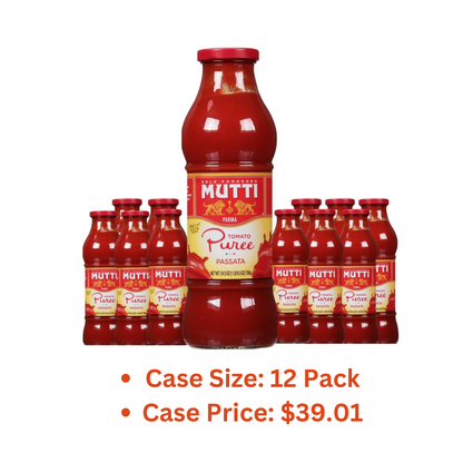 Mutti Tomato Puree (Passata), 24.5 oz. | Italy’s #1 Brand of Tomatoes | Fresh Taste for Cooking | Canned Tomatoes | Vegan Friendly & Gluten Free | No Additives or Preservatives - 1 Case