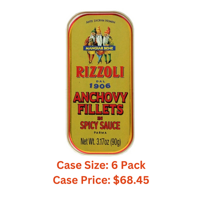 Rizzoli Anchovy Fillets In Spicy Sauce, 3.17 OZ - Case 1