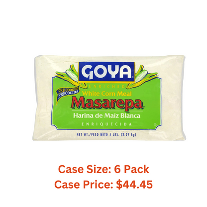 Goya Foods Masarepa Pre-Cooked White Corn Meal, 5 Pound - Case 1