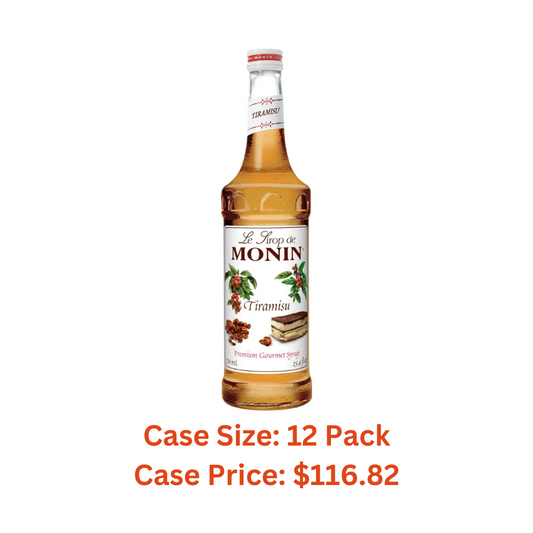 Monin - Tiramisu Syrup, Rich Flavors of Custard, Cocoa, Coffee, & Rum, Great for Hot or Iced Coffee, Dessert Cocktails, & Shakes, Vegan, Non-GMO, Gluten-Free (750 ml) - Case 1