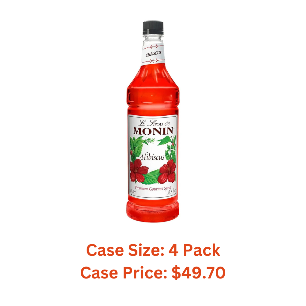 Monin - Hibiscus Syrup, Unique Floral Flavor, Great for Cocktails, Teas, & Lemonades, Gluten-Free, Non-GMO (1 Liter) - Case 1