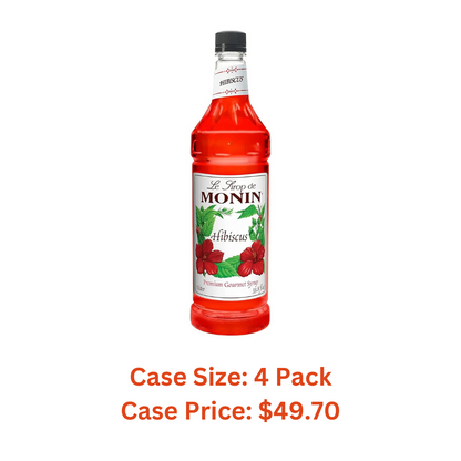 Monin - Hibiscus Syrup, Unique Floral Flavor, Great for Cocktails, Teas, & Lemonades, Gluten-Free, Non-GMO (1 Liter) - Case 1