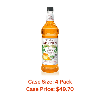 Monin Flavored Syrup, Crème Caramel, 33.8-Ounce Plastic Bottle (1 Liter)- Case 1