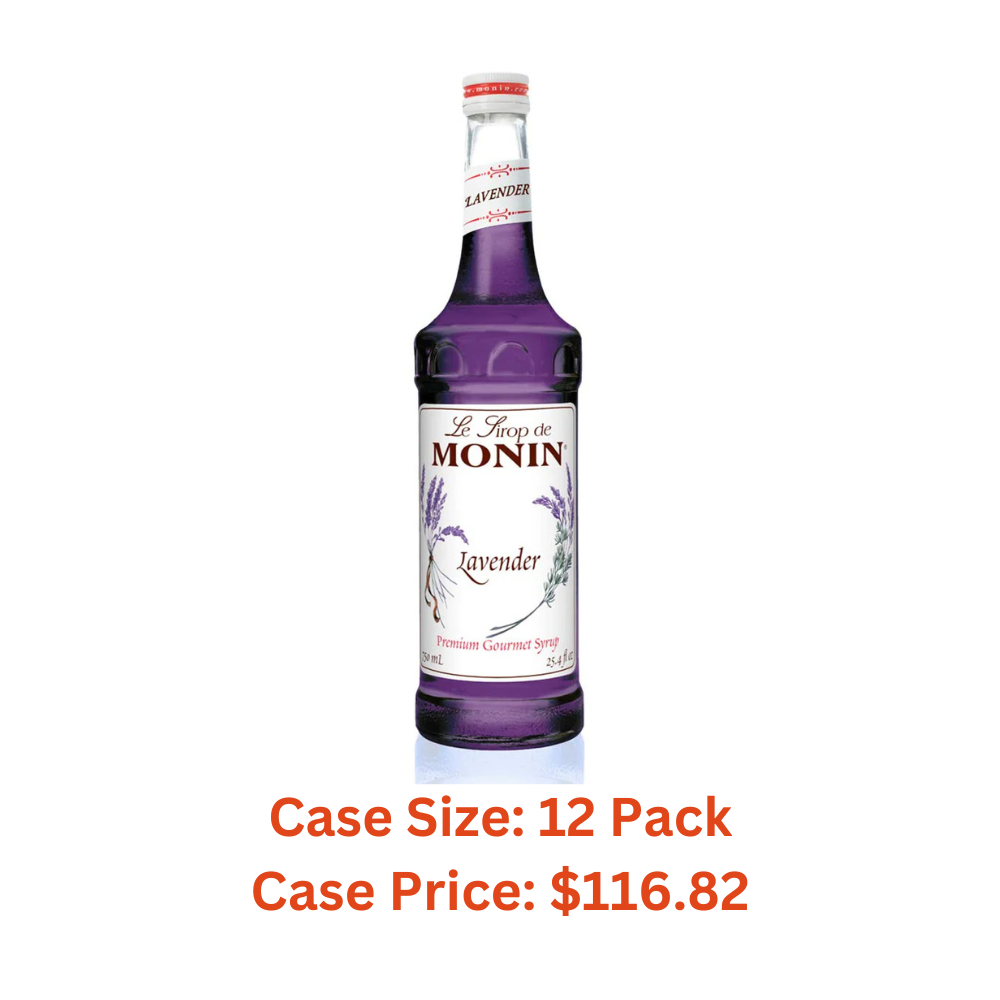 Monin - Lavender Syrup, Aromatic and Floral, Natural Flavors, Great for Cocktails, Lemonades, and Sodas, Non-GMO, Gluten-Free (750 ml) - Case 1