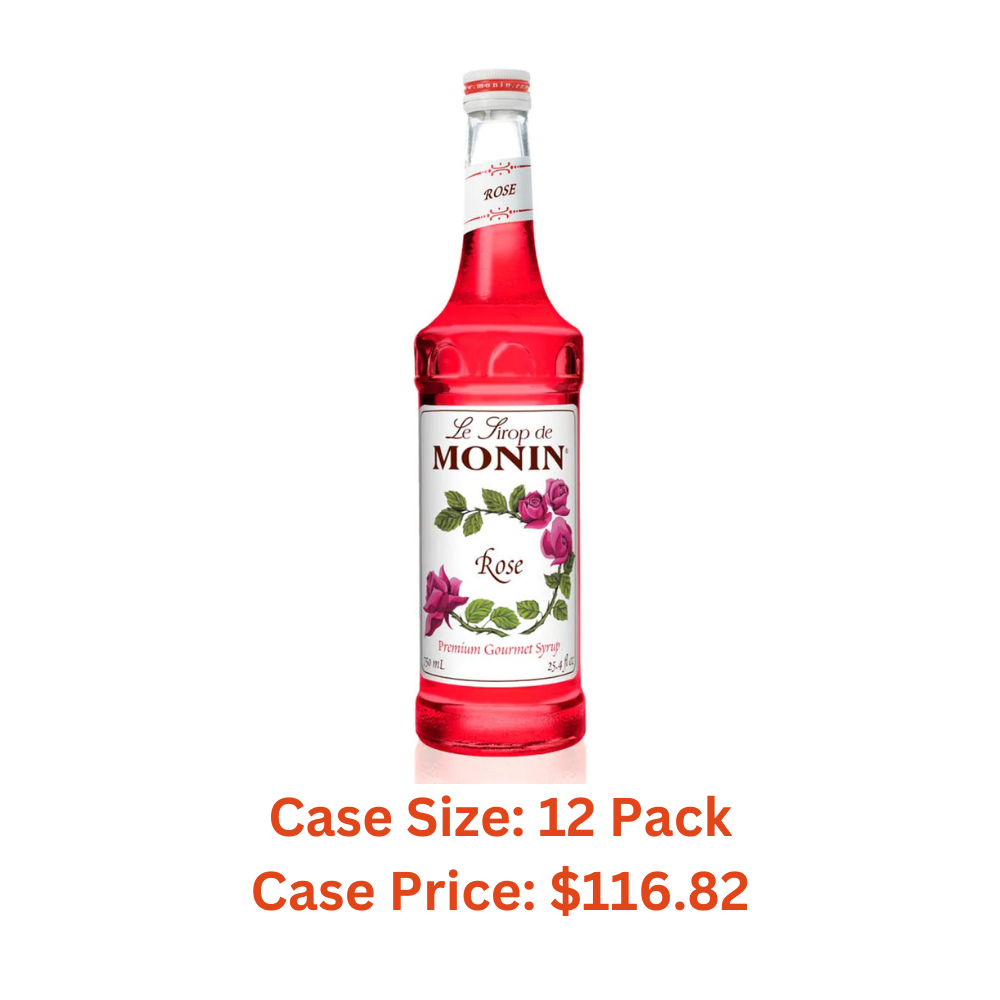 Monin - Rose Syrup, Elegant and Subtle, Great for Cocktails, Mocktails, and Soda, Gluten-Free, Non-GMO (750 ml) - Case 1