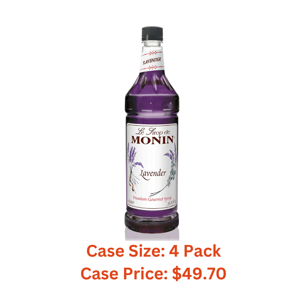 Monin - Lavender Syrup, Aromatic and Floral, Natural Flavors, Great for Cocktails, Lemonades, and Sodas, Non-GMO, Gluten-Free (1 Liter) - Case 1