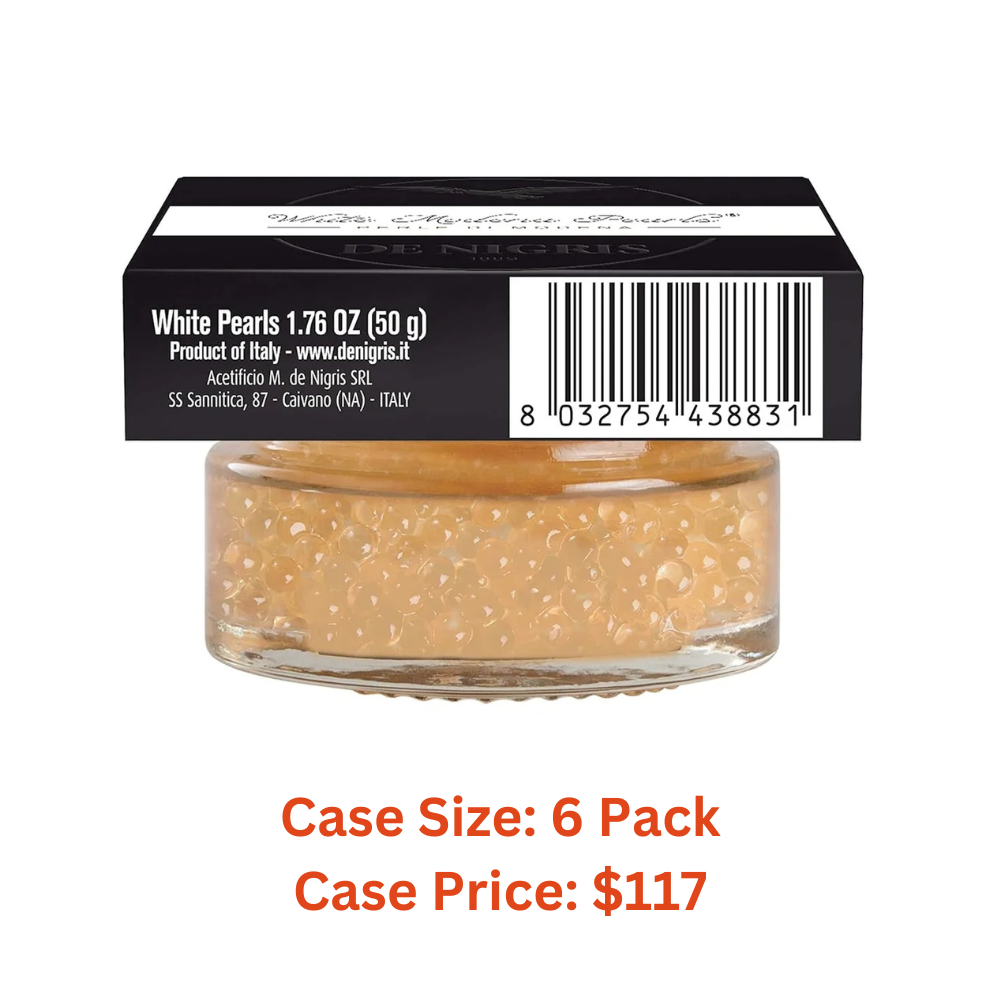 De Nigris Excellence Line - White Modena Pearls 1,69 Oz (50gr) | with Balsamic Vinegar From Modena Italy With Incredible Flavors - Case 1