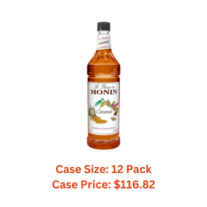 Monin - Caramel Syrup, Rich and Buttery, Great for Desserts, Coffee, and Cocktails, Gluten-Free, Non-GMO (1 Liter) - Case 1