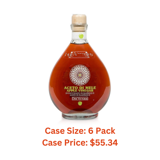 Due Vittorie Apple Vinegar - Easy to Drink Raw Apple Cider Vinegar Aged in Barrique Wine Barrels, Gourmet Vinegar for Cooking, Imported From Italy, All Natural - 16.9 fl oz / 500ml - Case 1