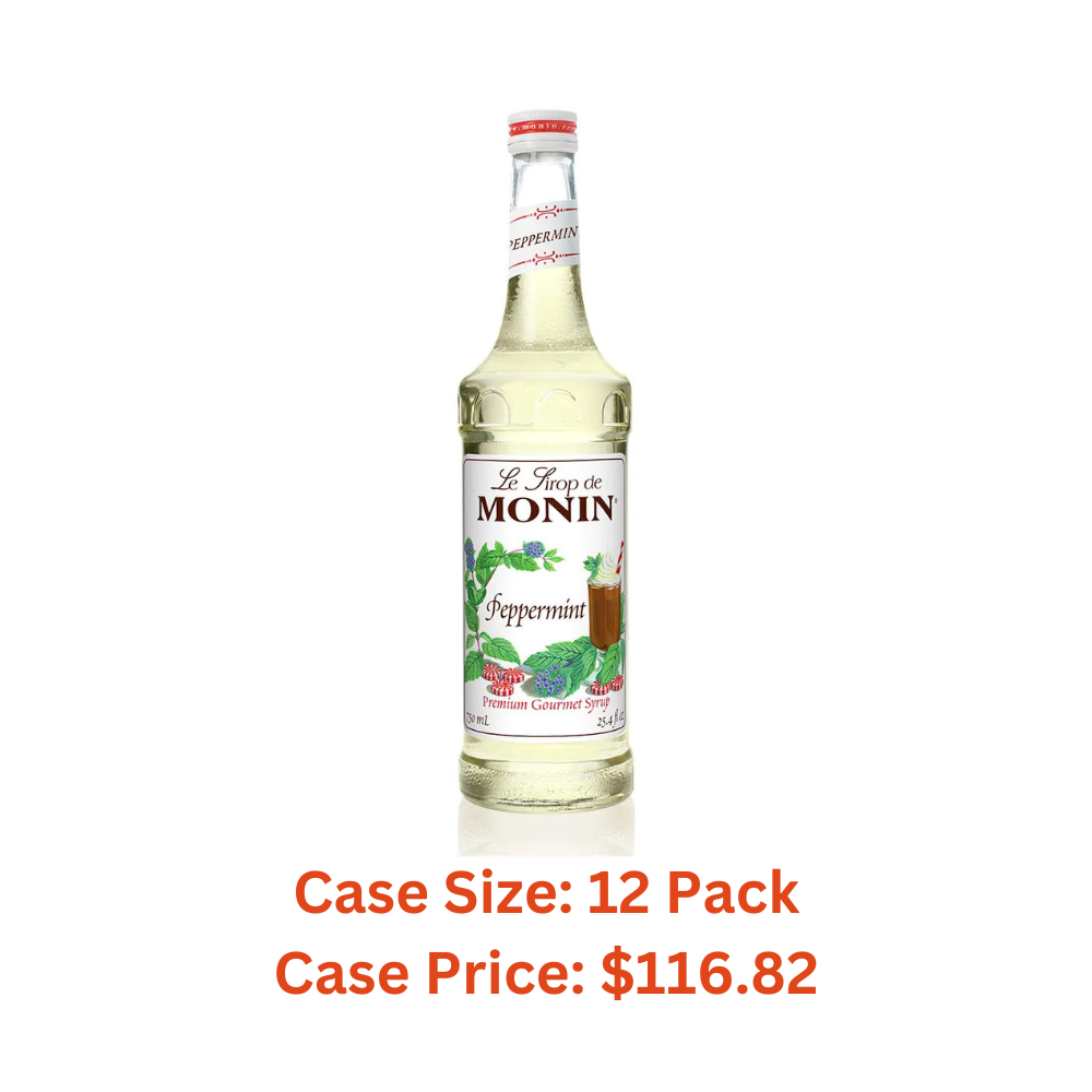 Monin - Peppermint Syrup, Cool Mint Flavored Syrup, Coffee Syrup, Natural Flavor Drink Mix, Simple Syrup for Cocoas, Mochas, Smoothies, Sodas, & More, Gluten-Free, Non-GMO, Clean Label (750 ml) - Case 1