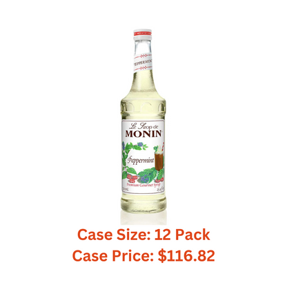 Monin - Peppermint Syrup, Cool Mint Flavored Syrup, Coffee Syrup, Natural Flavor Drink Mix, Simple Syrup for Cocoas, Mochas, Smoothies, Sodas, & More, Gluten-Free, Non-GMO, Clean Label (750 ml) - Case 1