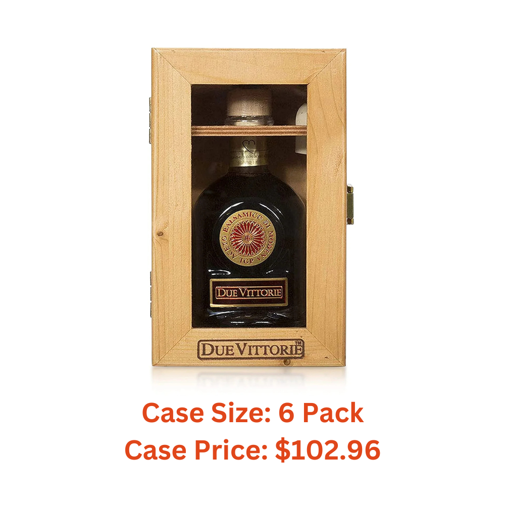 Due Vittorie Oro Gold Premium Edition Balsamic Vinegar Gift Set With Cork Pourer and Wooden Gift Box - Oak Barrel Aged Balsamic Vinegar of Modena - 8.45 fl oz - Case 1