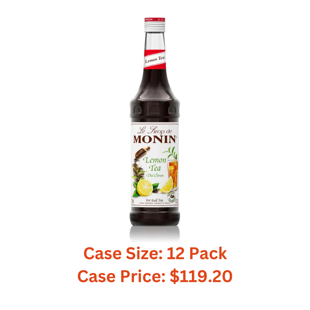 Monin - Lemon Tea Concentrate, Crisp and Tart Lemon Flavor, Great for Well Balanced Lemon Iced Tea, Vegan, Non-GMO, Gluten-Free (750 ml) - Case 1