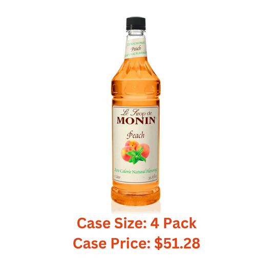 Monin - Zero Calorie Natural Peach Syrup, Fresh and Juicy Flavors, Great for Iced Teas, Lemonades, and Sodas, Non-GMO, Gluten-Free (1 Liter) - Case 1