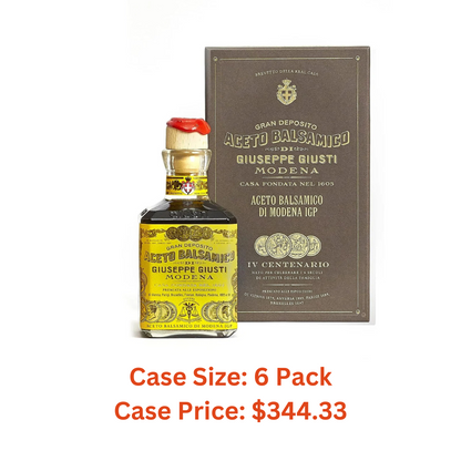 Giuseppe Giusti 4 Gold Medals "Quarto Centenario" Cubica Traditional Balsamic Vinegar of Modena IGP Aged Over 15 Years Old - 250ml - Includes Collector's Gift Box - 1 Case