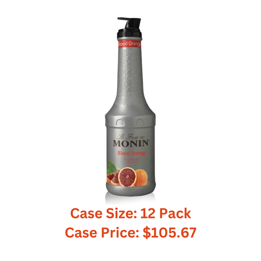 Monin - Blood Orange Puree, Tart, Juicy Citrus Taste, Great for Lemonades, Cocktails, and Culinary Creations, Vegan, Gluten-Free (1 Liter) - Case 1