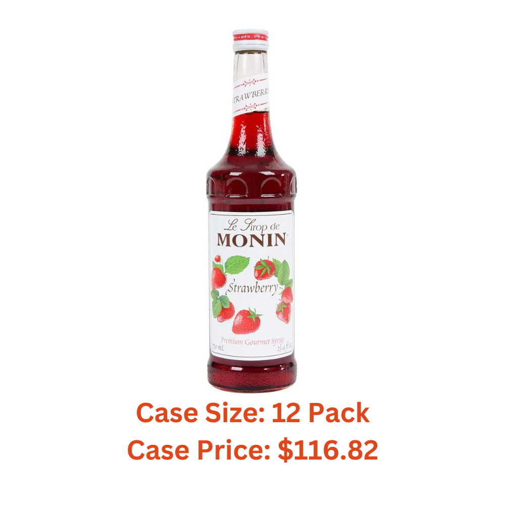 Monin - Strawberry Syrup, Mild and Sweet, Great for Cocktails and Teas, Gluten-Free, Non-GMO (750 ml) - Case 1