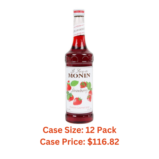 Monin - Strawberry Syrup, Mild and Sweet, Great for Cocktails and Teas, Gluten-Free, Non-GMO (750 ml) - Case 1