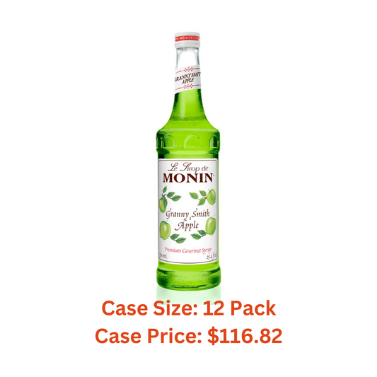 Monin - Granny Smith Apple Syrup, Tart and Sweet, Great for Cocktails and Lemonades, Gluten-Free, Non-GMO (750 ml) - Case 1