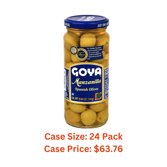 Goya Manzanilla Spanish Olives, 6.75 oz - Case 1