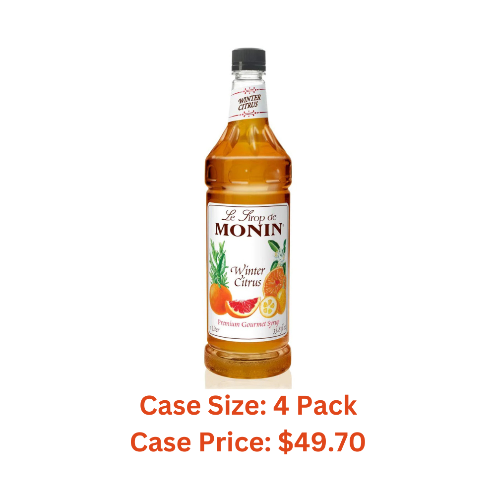 Monin - Winter Citrus Syrup, Blend of Citrus, Honey, & Herbs, Great for Iced Tea, Winter Cocktails, and Sparkling Ciders, Gluten-Free, Vegan, Non-GMO, PET Bottle (1 Liter) - Case 1