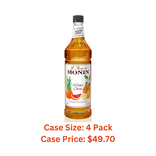 Monin - Winter Citrus Syrup, Blend of Citrus, Honey, & Herbs, Great for Iced Tea, Winter Cocktails, and Sparkling Ciders, Gluten-Free, Vegan, Non-GMO, PET Bottle (1 Liter) - Case 1