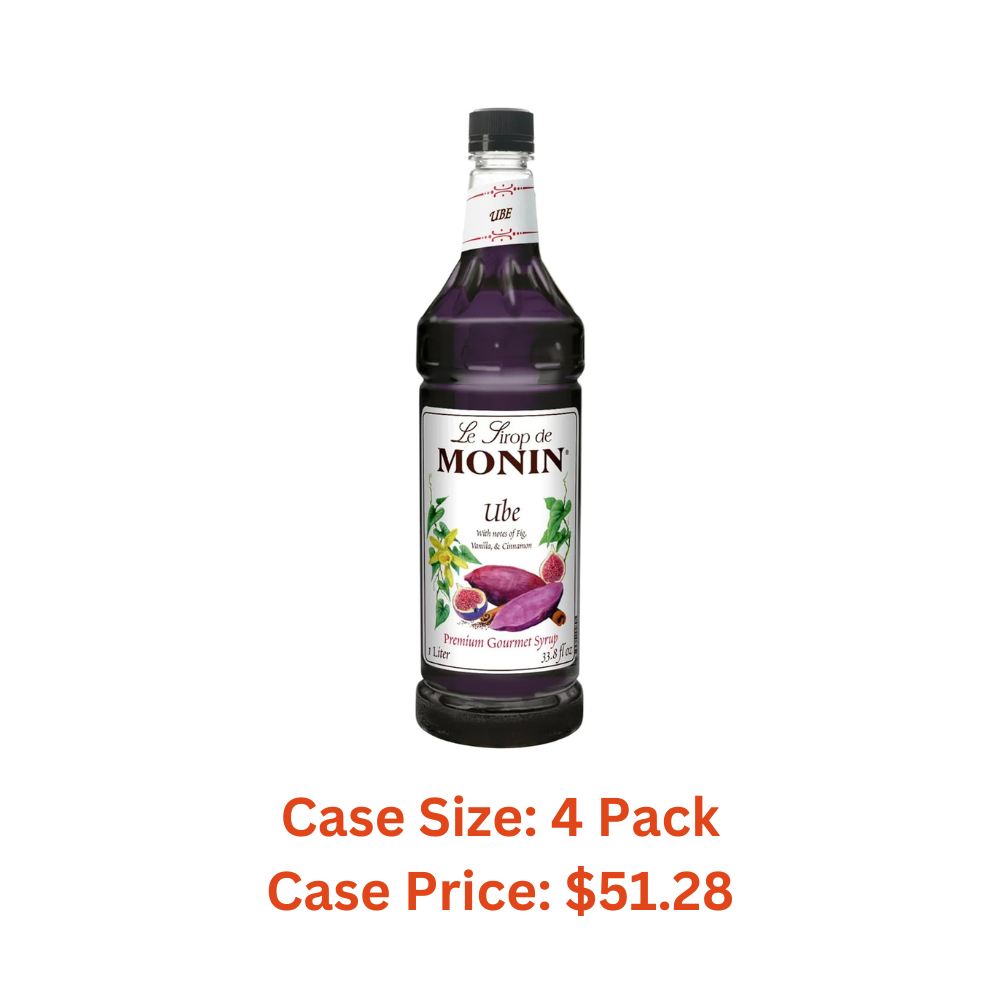 Monin - Ube Blend Syrup, Savory & Sweet, Blended With Notes of Fig, Cinnamon & Vanilla, Great for Lemonades, Boba Tea, & Coffee, Dairy-Free, No Artificial Sweeteners, Gluten-Free (Plastic, 1 Liter) - Case 1