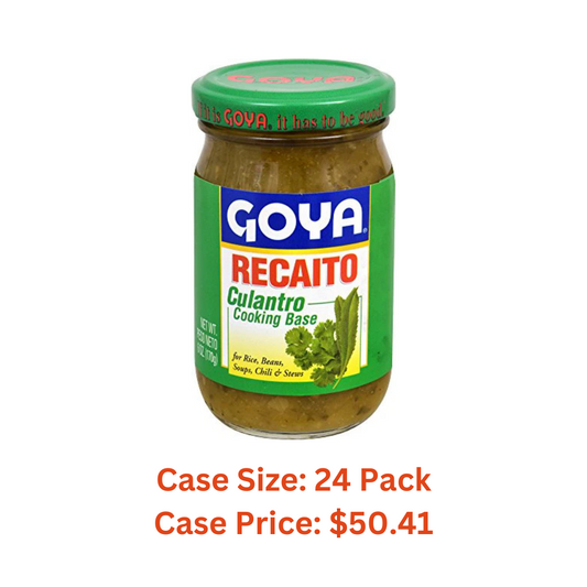 Recaito Culantro Cooking Base by Goya, Cilantro Cooking Base with Onions, Garlic, and Green Bell Peppers, Latino Seasoning for Rice, Beans, Soups, Chili, Stews, and Sauces, 6oz Jar - Case 1