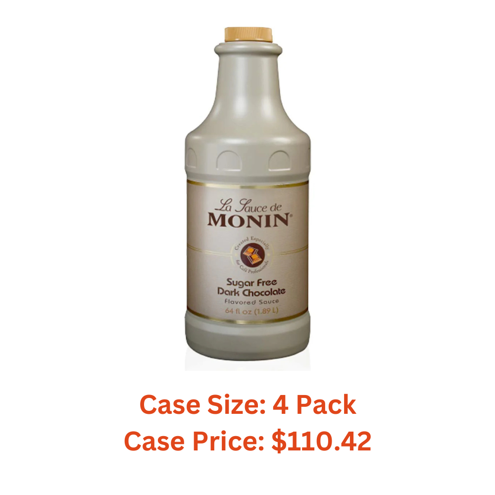 Monin - Sugar Free Dark Chocolate Sauce, Velvety and Rich, Great for Desserts, Coffee, and Snacks, Gluten-Free (64 Ounce) - Case 1