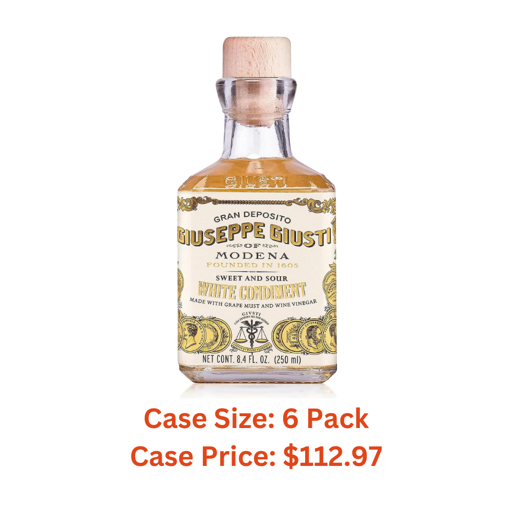 Giuseppe Giusti White Wine Vinegar - White Balsamic Vinegar - Italian Made - Aged Balsamic Vinegar - Fruity and Sweet - Salad Dressing - Modena Balsamic Vinegar - 8.45fl oz (250ml) - 1 Case