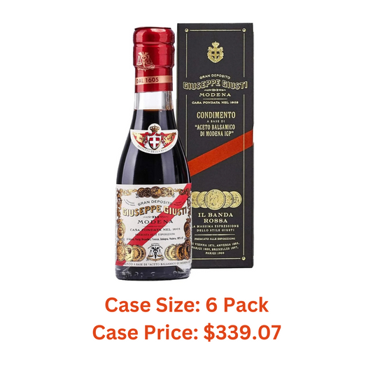 Giusti Giuseppe Modena Balsamic Vinegar, 5 Gold Medals "Banda Rossa" Champagnottina In a Gift Box, from Modena Italy, 3.38 fl oz (100ml) - 1 Case