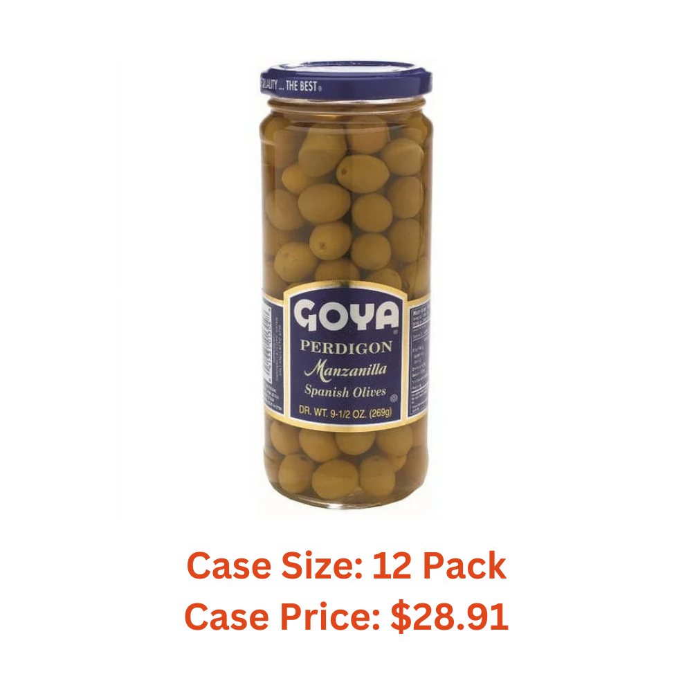 Goya Perdigon Manzanilla Spanish Olives, 9.5 Oz - Case 1