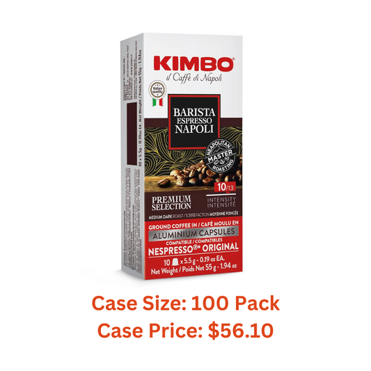 Kimbo 10 Count Napoli Capsules in Aluminium - Smooth & Rich Italian Roast for Nespresso - 1 Case