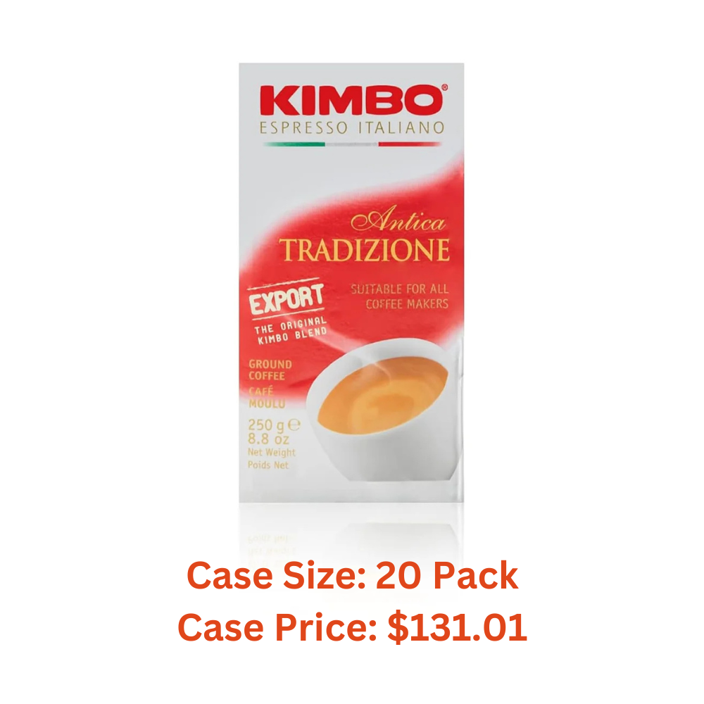 Kimbo Antica Tradizione Ground Coffee - Blended and Roasted in Italy - Extra Dark Roast with a Neapolitan Tradition of Mellow Flavor - 8.8 oz Brick - 1 Case