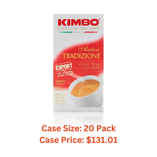 Kimbo Antica Tradizione Ground Coffee - Blended and Roasted in Italy - Extra Dark Roast with a Neapolitan Tradition of Mellow Flavor - 8.8 oz Brick - 1 Case