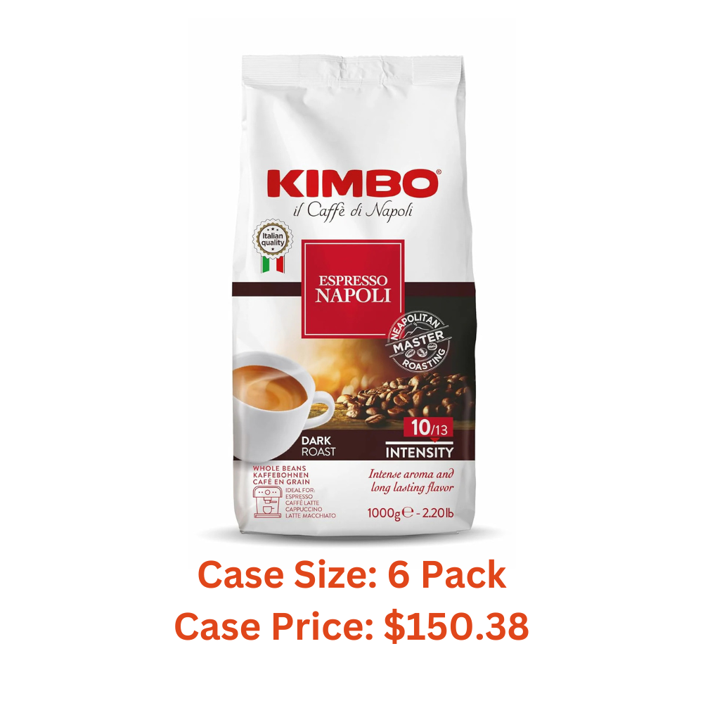 Kimbo Espresso Napoletano Whole Coffee Beans, Dark Roast, 1kg Bag - 1 Case