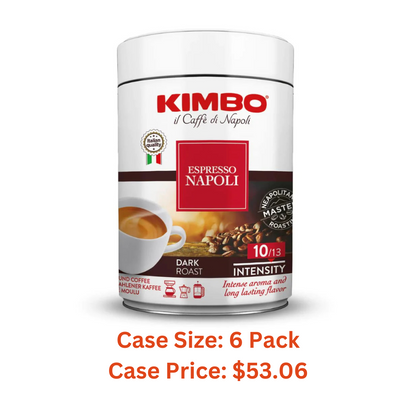 Kimbo Napoli - 250g Tin for Rich, Bold and Flavorful Italian Espresso, Made in Italy - 1 Case