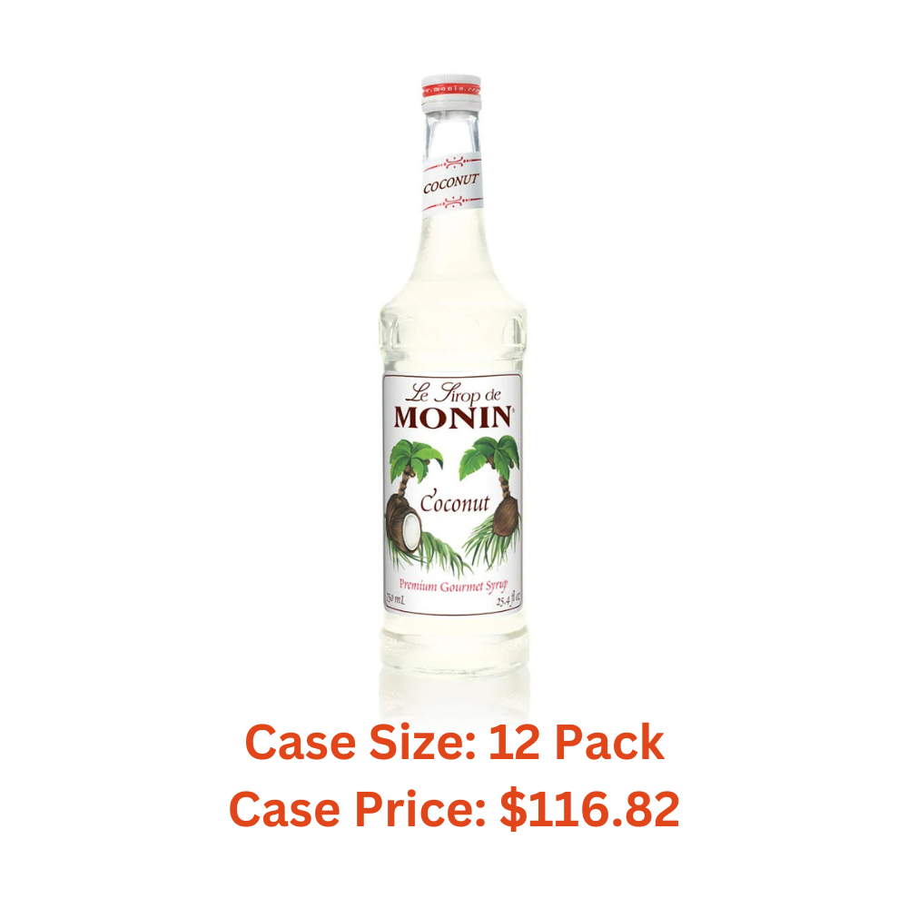 Monin - Coconut Syrup, Creamy Tropical Flavored Syrup, Coffee Syrup, Natural Flavor Drink Mix, Simple Syrup for Coffee, Lemonade, Cocktails, & More, Gluten-Free, Non-GMO, Clean Label (750 ml) - Case 1