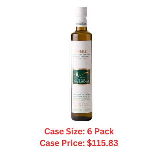 Terre Francescane Italian Evo "Nobilis" Filtered - Cold Extracted Authentic Italian Extra Virgin Olive Oil, Made in Italy, 17 fl oz - Case 1