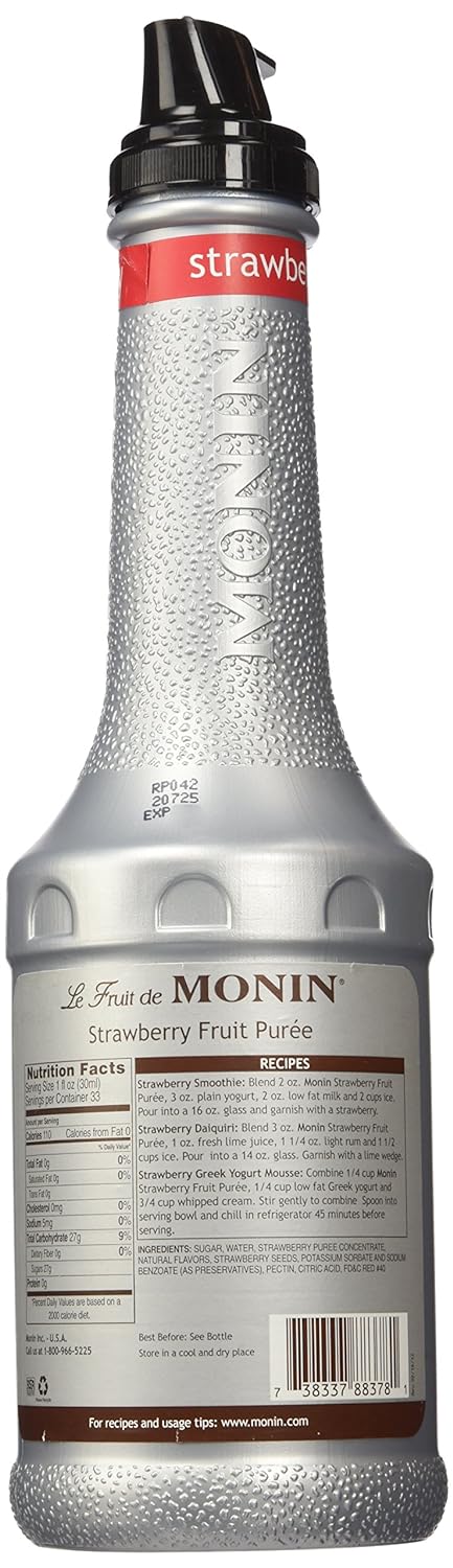 Monin Strawberry Puree Fruit Puree, 1 Liter (01-0409) Category: Drink Syrups - Case 1