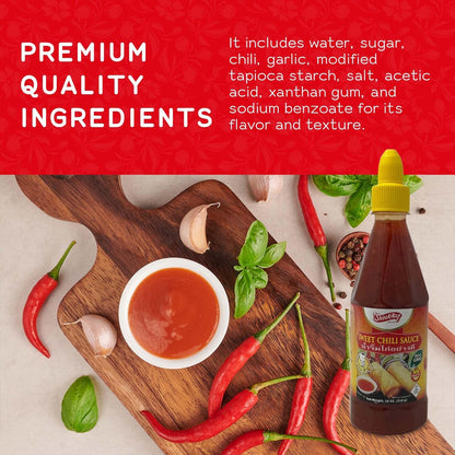 Shirakiku Sweet Chili Sauce - Non GMO Thai Sweet & Spicy Flavor Chili Sauce - Squeeze Bottle Sauce with Twist Cap - Ideal for Dipping, Marinades, BBQ, and Salad Dressings - 18 oz Case 1