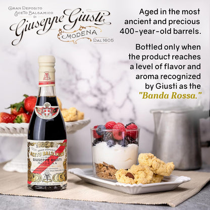 Giusti Giuseppe Modena Balsamic Vinegar, 5 Gold Medals "Banda Rossa" Champagnottina In a Gift Box, from Modena Italy, 3.38 fl oz (100ml) - 1 Case