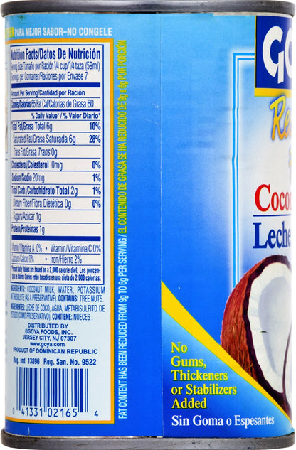 Goya Foods Coconut Milk, Reduced Fat, 13.5 Fl Oz - Case 1