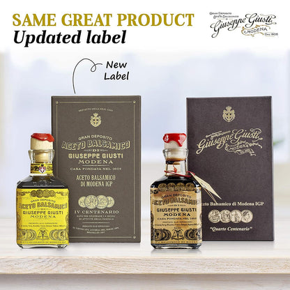 Giuseppe Giusti 4 Gold Medals "Quarto Centenario" Cubica Traditional Balsamic Vinegar of Modena IGP Aged Over 15 Years Old - 250ml - Includes Collector's Gift Box - 1 Case