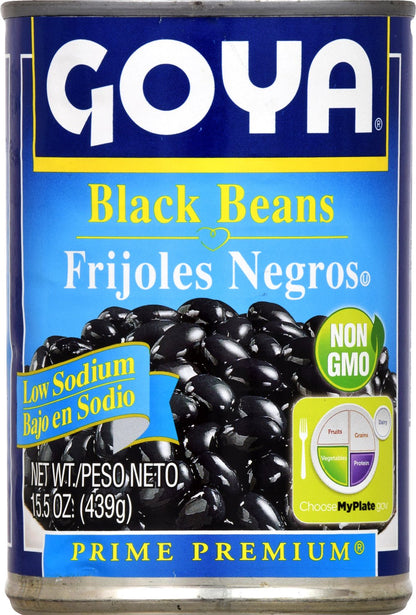 Goya Low Sodium Black Beans, 15.5 Ounce - Case 1